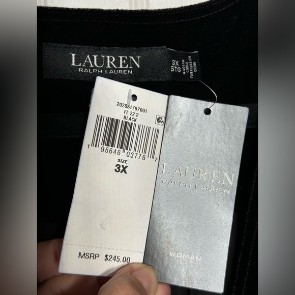 Lauren Ralph Lauren Black Velvet Dress Size 3X - Picture 4 of 6